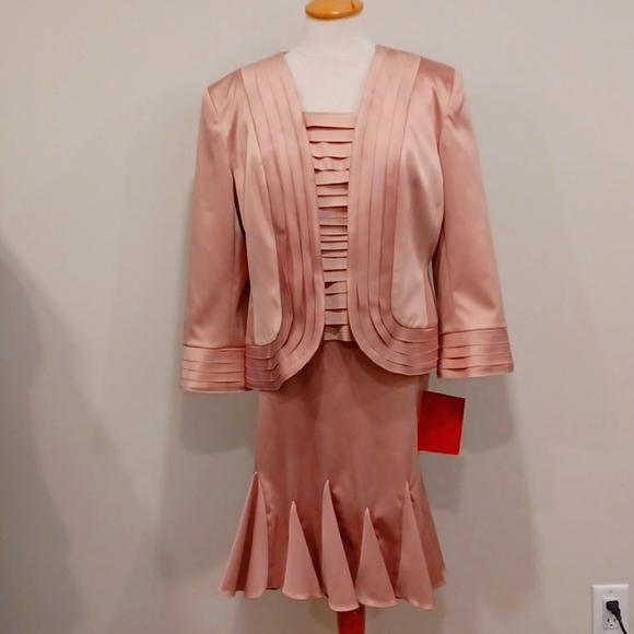 JS Collections 3 Piece Satin Mother of the Bride Suit NEW- Sz. 16 - Picture 2 of 14